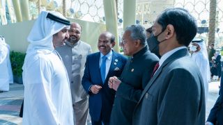 Kerala CM with H.H. Sheikh Maktoum bin Mohamed bin Rashid Al Maktoum, Deputy Prime Minister and Finance Minister of UAE  Deputy Ruler of Dubai at the Expo 2020 venue in Dubai